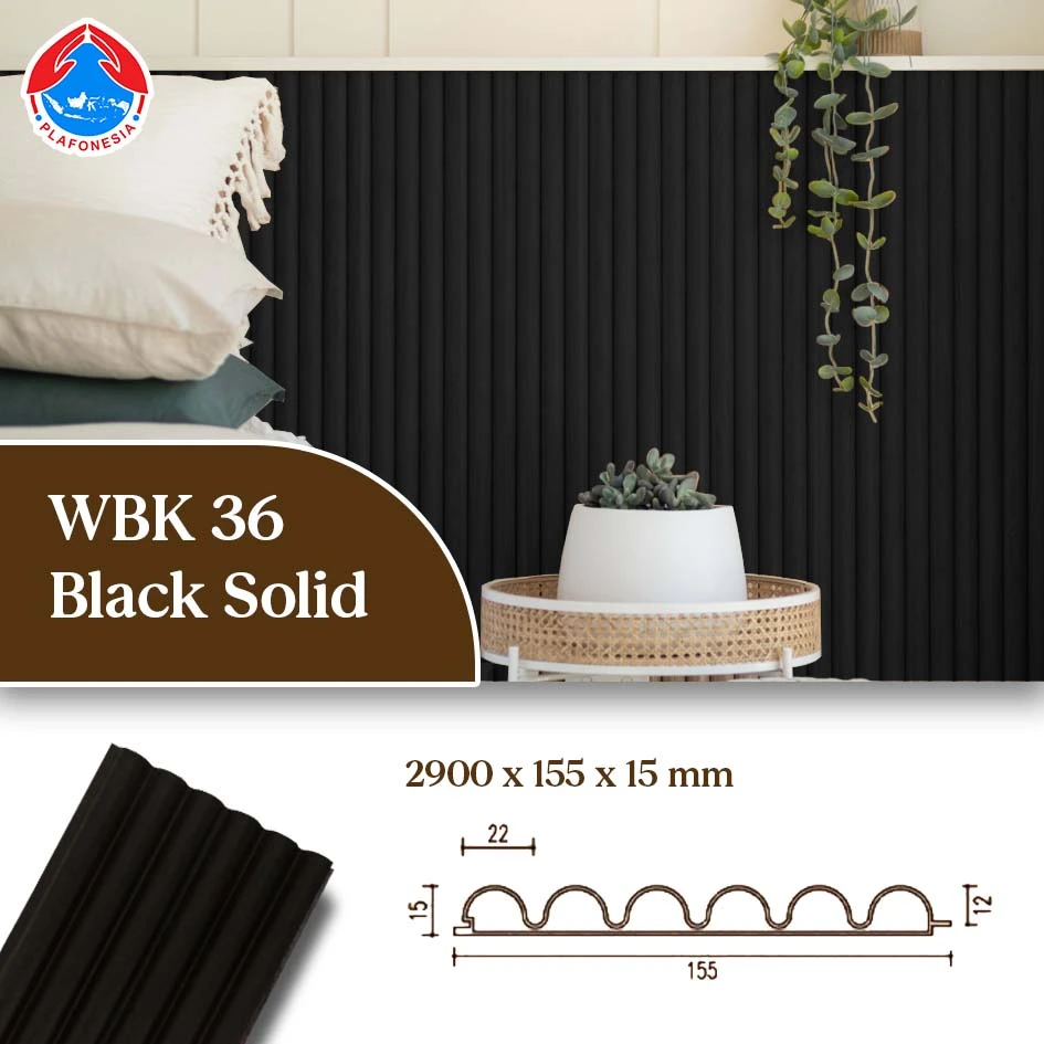 WPC Wall Panel Plafonesia WBK36-29 Black Solid